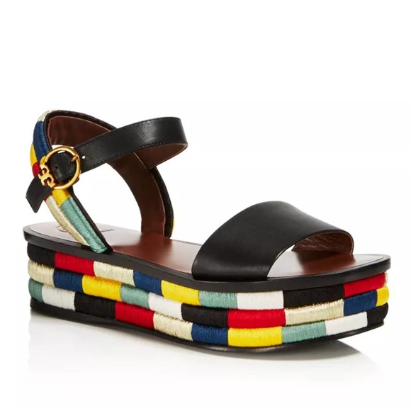 Tory Burch Shoes - Tory Burch Women's Black Leather Camilla Platform Sandals Size 7.5